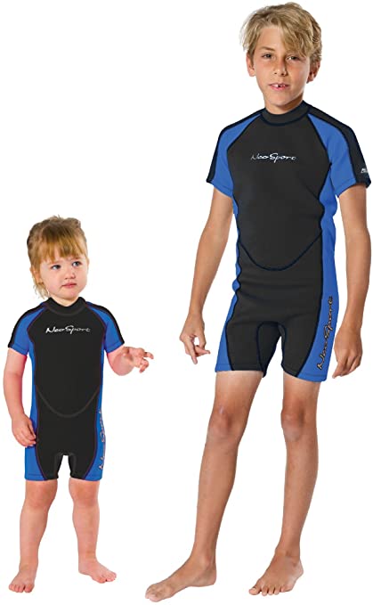NeoSport Children's 2mm Shorty Back Zip Wetsuit, 4 Blue/Black