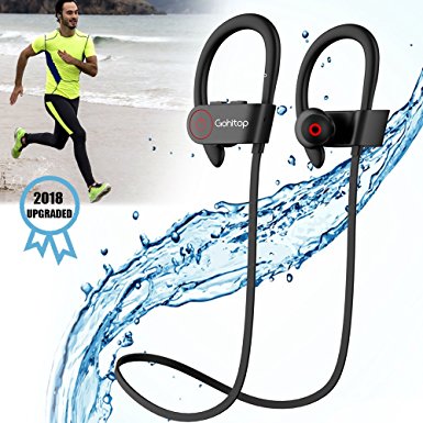 Running Headphones, Best Sports Wireless Bluetooth Earbuds with Mic IPX7 Waterproof Sweatproof Workout Noise Cancelling HD Stereo In Ear for Gym 8 Hour Battery Headsets for man women (2018 Upgraded)