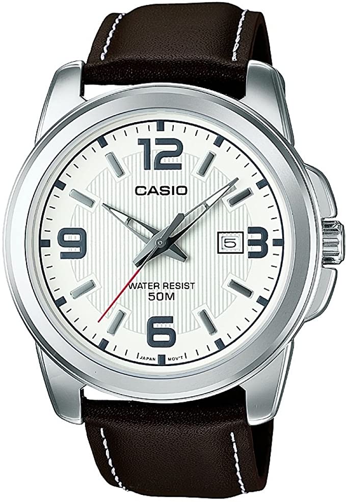 Casio Men's Year-Round Quartz Watch with Leather Strap, Brown, 20 (Model: MTP-1314PL-7AVEF)