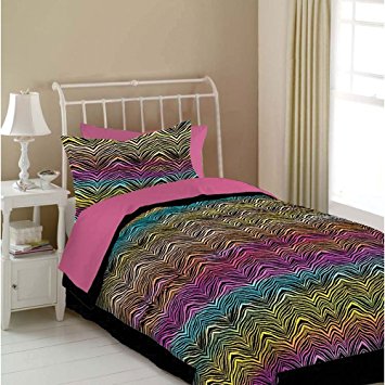Veratex Rainbow Zebra Twin Size 3-Piece Comforter Set