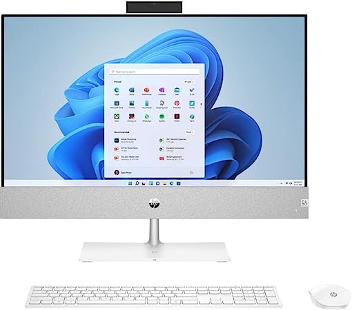 HP 2023 Pavilion 24 All-in-One PC, FHD IPS 24” Touchscreen, 12th Gen Intel i7-12700T Processor, IR Camera, Win 11 Home, Wireless KB & Mouse, HDMI. Snowflake White (32GB RAM | 1TB SSD)