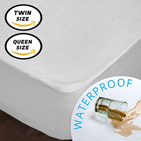 Twin Size Premium Hypoallergenic Waterproof Mattress Protector (39x75" 14 inch Deep)- Vinyl Free