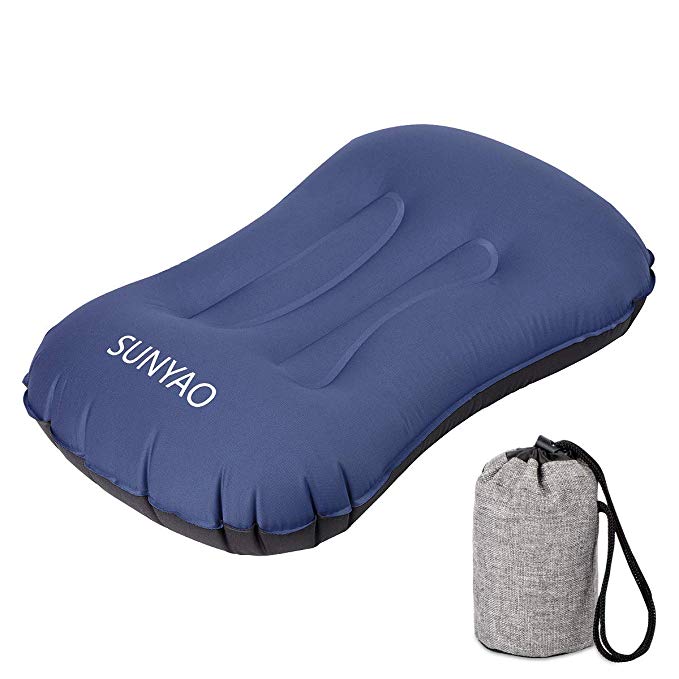 SUNYAO Ultralight Inflatable Camping Pillows - Compressible, Compact, Inflatable, Comfortable, Ergonomic Pillow for Neck & Lumbar Support While Camping,Backpacking,Hiking