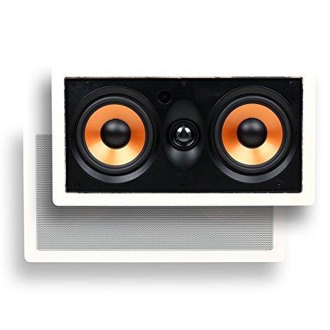 Micca M-CS Dual 5.25 Inch 2-Way MTM In-Wall Speaker with Pivoting 1" Silk Dome Tweeter (Each, White)