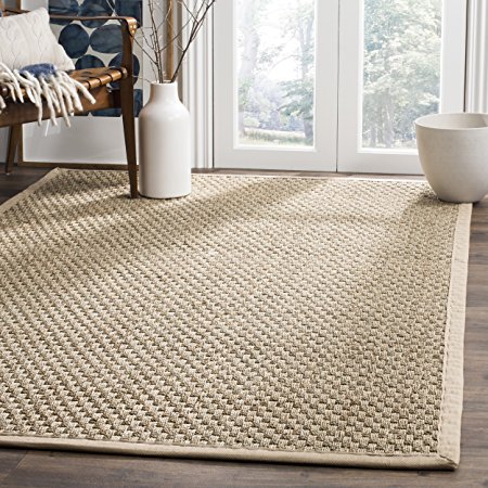 Safavieh Natural Fiber Collection NF114A Basketweave Natural and Beige Summer Seagrass Area Rug (3' x 5')