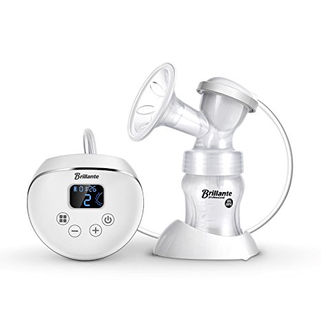 Brillante Electric Breast Pump Breastfeeding Pump with Backflow Protector & Adjustable Suction & Pumping Levels, LCD Touch Screen, 6 Levels Suction, Super Quite & USB Charging, Portable Design