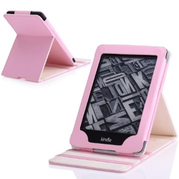 MoKo Case for Kindle Paperwhite, Premium Vertical Flip Cover with Auto Wake / Sleep for Amazon All-New Kindle Paperwhite (Fits All 2012, 2013 and 2015 Versions), PINK