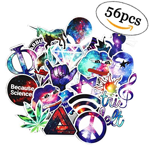 56 Pcs Galaxy stickers laptop decal stickers pack for skateboard laptop Luggage water bottles, car stickers and decals Bike phone (56pcs Galaxy)