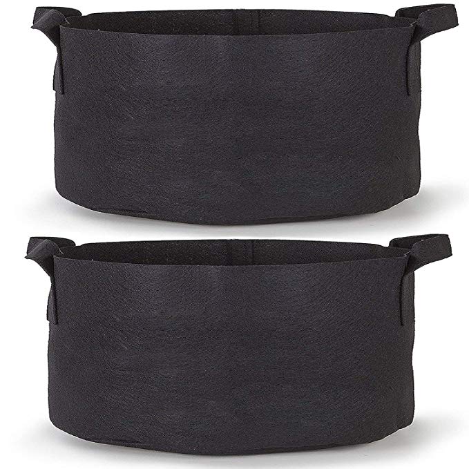 247Garden 2-Pack 50 Gallon Grow Bags/Aeration Fabric Pots w/Handles (Black)