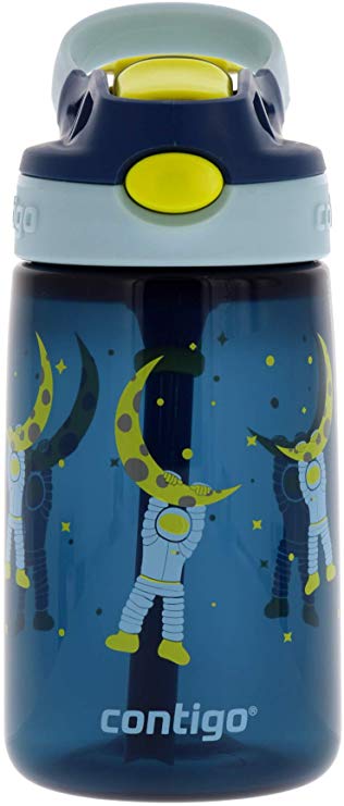 Contigo AUTOSPOUT Kids Gizmo Flip Water Bottle, 14oz Nautical Blue Astronaut Graphic – Leak & Spill Proof Bottles for Home or Travel – Easy-Clean, Dishwasher Safe – Press Button For Pop Up Straw