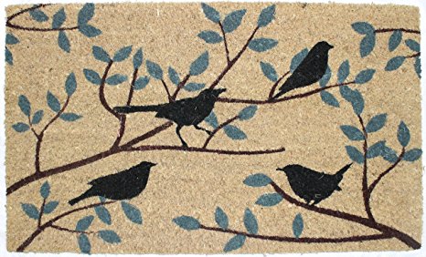 J & M Home Fashions Birds Vinyl Back Coco Doormat, 18" x 30"