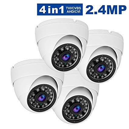 Anpvees CCTV Dome Security Camera(4pack), Hybrid HD 1080P 4 in 1 (TVI/CVI/CVBS/AHD) Analog Security Cameras 3.6mm Lens,Outdoor/Indoor Day & Night Vision