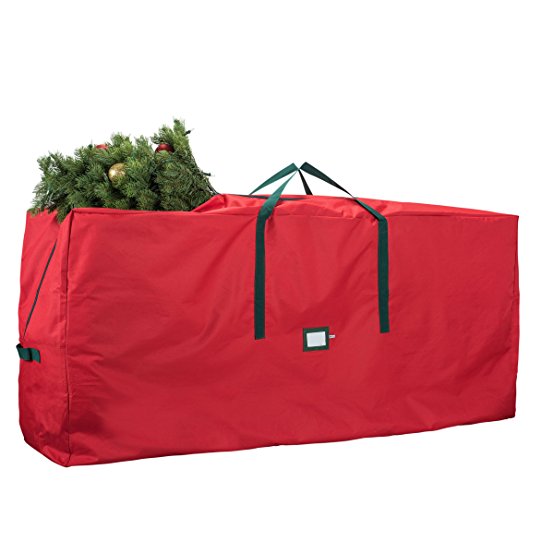 Zober Premium 600D Oxford Christmas Tree Storage Bag - Artificial Up to 7' Christmas Tree Organizer for Un-Assembled Trees, with Sleek Zipper - Accommodates Holiday Inflatables | 48"L 20"H 15"D (Red)