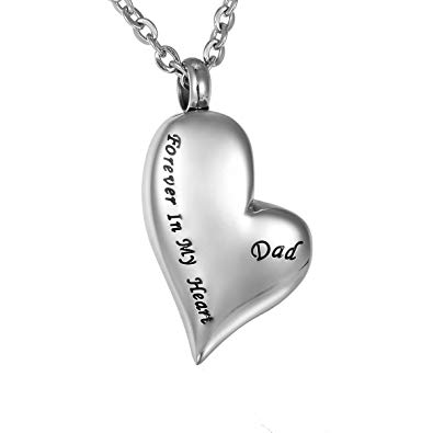 Cremation Urn Ashes Necklace Dad Forever In My Heart Stainless Steel Keepsake Waterproof Memorial Pendant
