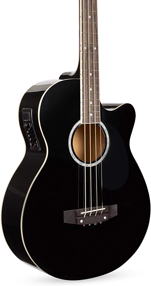 Best Choice Products Electric Acoustic Bass Guitar Black Solid Wood Construction with Equalizer New