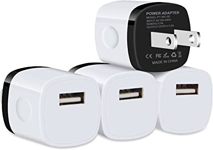 USB Wall Charger Adapter, FiveBox 4Pack 1Port 5W 1Amp Fast Wall Charger Block Power Brick Base Charging Cube Plug Box Compatible iPhone 13 12 11 Mini Pro Max SE X XR XS 6 7 8 Plus, Samsung, Android