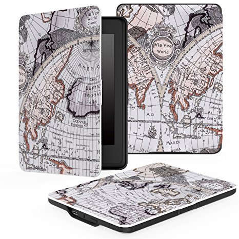 MoKo Case for Kindle Paperwhite, Premium Thinnest and Lightest PU Leather Cover with Auto Wake / Sleep for Amazon All-New Kindle Paperwhite (Fits 2012, 2013, 2015 and 2016 Versions), MAP B