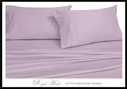 Royal's Solid Lilac 300-Thread-Count 4pc California-King Bed Sheet Set 100-Percent Cotton, Superior Percale Weave, Crispy Soft, Deep Pocket, 100% Cotton