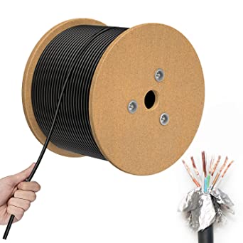 Cat7 Bulk Ethernet Cable 650ft, Outdoor/Indoor CAT 7 Double Shielded Riser (CMR) Ethernet Bulk Cable Reel 1000Mhz 10G Heavy-Duty Waterproof 26AWG S/STP Cat 7 Ethernet Spool