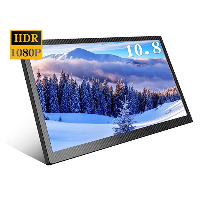 Portable Gaming 10.8-inch Monitor Super-Thin 8mm Dual Mini HDMI Port HDR Display Resolution 1920×1080 USB Powered with Speaker VESA for PS4 Xbox Nintendo PC Laptop Raspberry Pi
