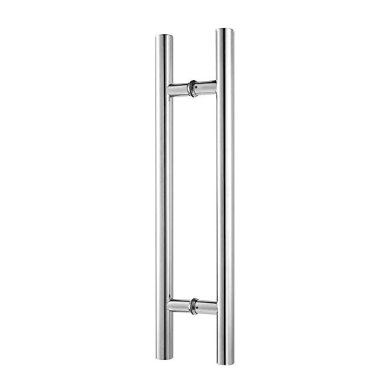 Ranbo 48 inches Solid Standoffs Heavy-Duty Commercial Grade-304 Stainless Steel Push Pull Door Handle/Barn Door Pull Handle/Glass Pulls, Mirror-Polished Chrome Finish