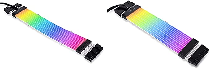 LIAN LI Strimer Plus V2 Triple 8 Pin (PW12-PV2) -Addressable RGB VGA Power Cable & Strimer Plus V2 24 Pin (PW24-PV2) -Addressable RGB Power Extension Cable