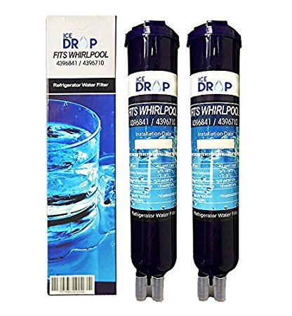 Ice Drop Premium Water Filter Replacement Cartridge, Competible to 4396841, 4396710, PUR Push Button, Pur Filter3 (2-pack)
