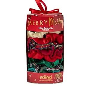 Scunci by Conair 10pk Scrunchie Gift Box - hair ties -holiday gifts - gift sets - hair elastics - holiday hair accessories - Classic Holiday