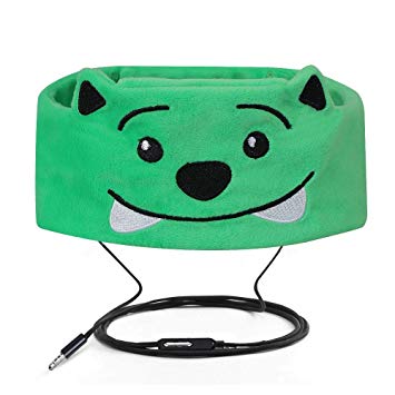 FYY Wired Kids Headphones Ultra Thin Speakers Easy Adjustable Soft Fleece Headband Headphones for Children Green