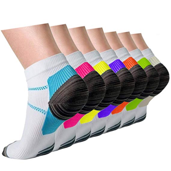 Compression Socks Plantar Fasciitis for Women Men (3/5/7 Pack), 8-15 mmhg Athletic Sock Arch Support Flight Travel Nurses