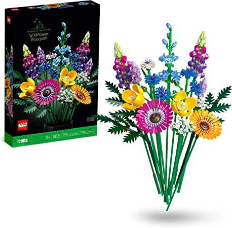 LEGO 10313 Icons Wildflower Bouquet Set, Artificial Flowers with Poppies and Lavender, Crafts for Adults, Home Décor, Gifts for Her & Him, Botanical Collection