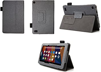 Case for Kindle Fire 7 Inch Tablet - Folio Case with Stand for Kindle Fire 7 Inch Tablet - (Gray with Imprint)