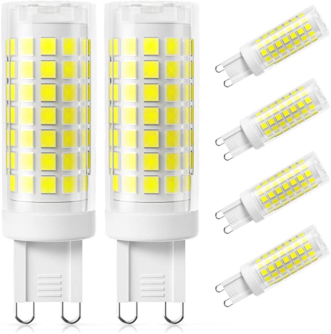 DiCUNO G9 LED Bulb Dimmable 4W(40W Equivalent) 430lm AC 110V 120V Daylight White 5000K, G9 Halogen Repalcement Bi-pin Ceramic Base Chandelier Corn Xenon Light Bulbs 6-Pack