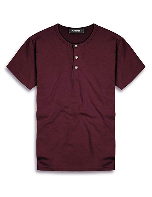 FLATSEVEN Mens Casual Slim Fit Henley Shirts With Short Sleeve