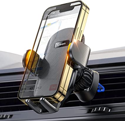 LISEN Phone Mount for Car[Ultla Stable] Phone Holder for Car Vent[Never Blocking] Steel Hook Clip [Hands-Free] Car Phone Holder Mount for iphone14 13 Pro Samsung Galaxy S22/S21/S20 All Phones