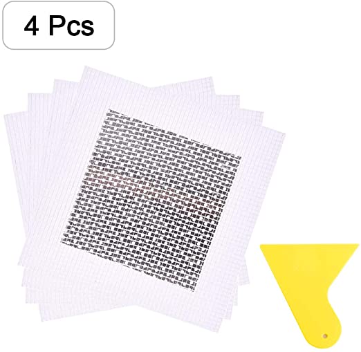 Alanfox 8 x 8 Inch Aluminum Wall Repair Patch Self Adhesive, Heavy Duty Dry Wall Hole Repair Patch with Scraper, Screen Patch Repair for Drywall Plasterboard(4 Pieces  1Pack Scraper)