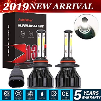 4-Side 9005 HB3 LED Headlight Bulbs 12000LM Super Bright High Beam 6000K Cool White Headlamp Replacement Conversion Kit, 5 Year Warranty