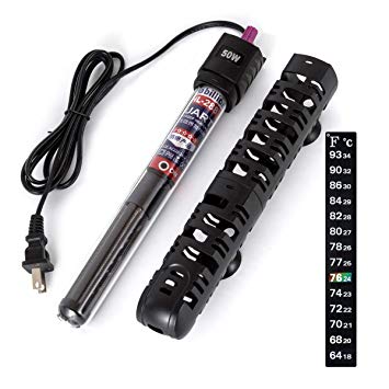 UPMCT Aquarium Heater, 50W 100W 300W Submersible Fish Tank Heater with Thermometer Strip Adjust Knob Thermostat, Suitable for 5 to 85 Gallons