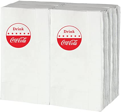 Tablecraft CocaCola Drink CocaCola Graphic Napkins, Tall Fold, Pack of 100, 13 x 13