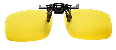 Foucome Yellow Night Vision Polarized Clip-on Flip up Metal Clip Sunglasses Driving Eyewear