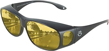 Optix 55 Fit Over HD Day/Night Driving Glasses Wraparound Sunglasses for Men, Women - Anti Glare Polarized Wraparounds