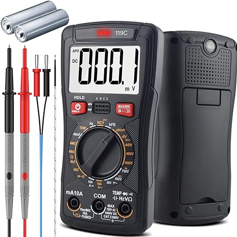 Digital Multimeter, TRMS 4000 Counts Auto-Ranging Voltmeter with NCV Voltage Current Resistance Diodes Continuity/Battery