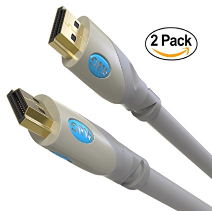 PlugLug High Speed HDMI Cable with ARC Ethernet (3ft) Newest Standard - Supports 4K, 1080p, 3D, Audio Return, Full HD and Ultra HD - Grey (2 Pack)