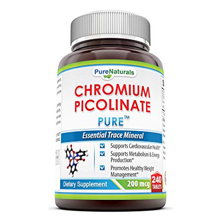 Pure Naturals Chromium Picolinate Supplement, 200 Mcg, 240 Count
