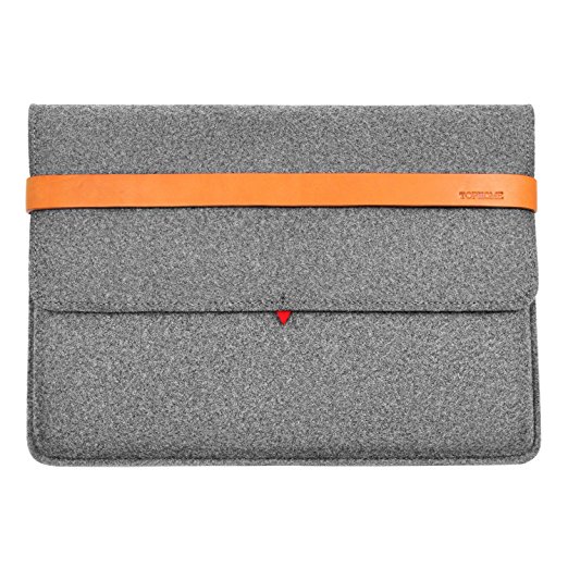 TOPHOME Unique Big Protector Bag 15-15.4 Inch for MacBook / Macbook Pro Sleeve Case Cover with Italian Genuine Thick Leather Grey