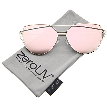 zeroUV - Oversize Metal Frame Thin Temple Color Mirror Flat Lens Aviator Sunglasses 62mm