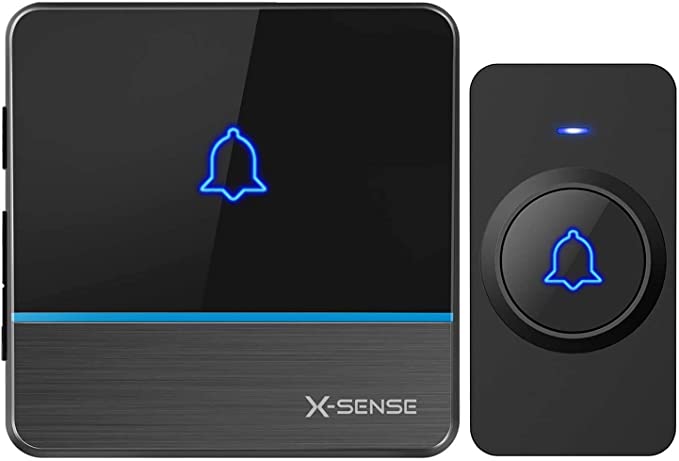 Wireless Door Bell, X-Sense Waterproof Doorbell Kit Operating at Over 2,000 Feet/600m Wireless Range, 56 Melodies & 5 Volume Levels, CD Quality Sound and LED Flash, Black