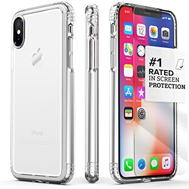 iPhone X Case, SaharaCase Protective Kit Bundle with [ZeroDamage Tempered Glass Screen Protector] Rugged Protection Anti-Slip Grip [Shockproof Bumper] Anti-Scratch Back Slim Fit iPhone 10 - Clear