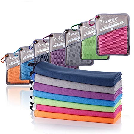 SYOURSELF Microfiber Sports & Travel Towel- XL, L, M, S -Fast Dry, Lightweight, Absorbent, Soft - Perfect for Beach Yoga Fitness Bath Camping   Travel Bag &Carabiner