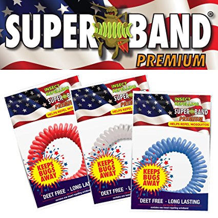 PATRIOTIC SUPERBAND PREMIUMS - All Natural Mosquito Repellent Bracelets - Perfect for 4th of July! - No Messy Lotions or Sprays - Fast & Easy! 30 Day Money Back Guarantee (50)